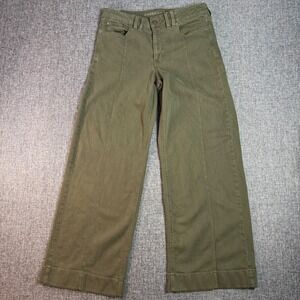 Women American Eagle Wide Leg Baggy Pants | Size 6 |Olive Green Low Rise